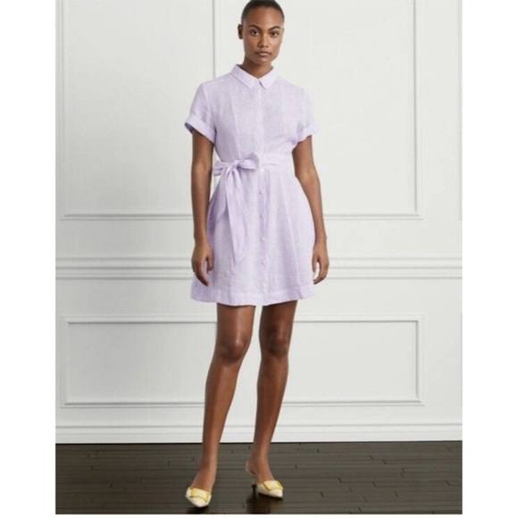 Hill House Dresses & Skirts - NWT Hill House Lilac Stripe The Laura Linen Dress XL